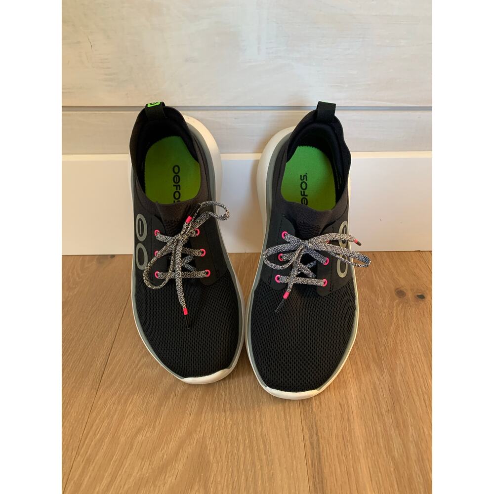 Oofos Stride women’s black comfort recovery sneakers shoes sz 9 EEC
